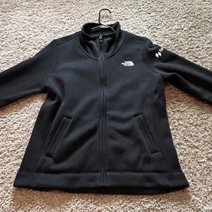 North Face Women Sweater Fleece Jacket Large Black Heather TNF Zip L LL